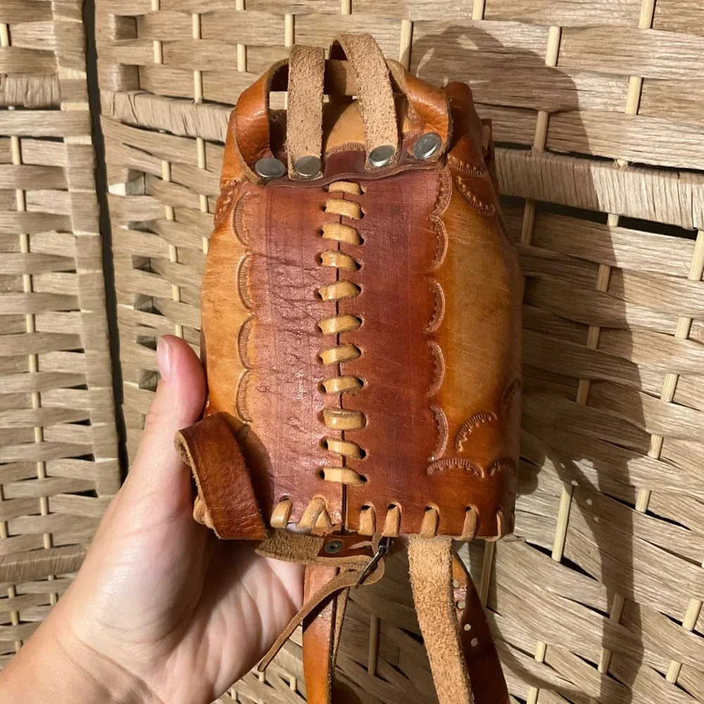 Handcrafted Aztec Leather Mini Backpack